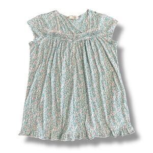 Eileen West Nightgown XL Floral Sleep Dress Short Sleeve Lace Trim Cottagecore